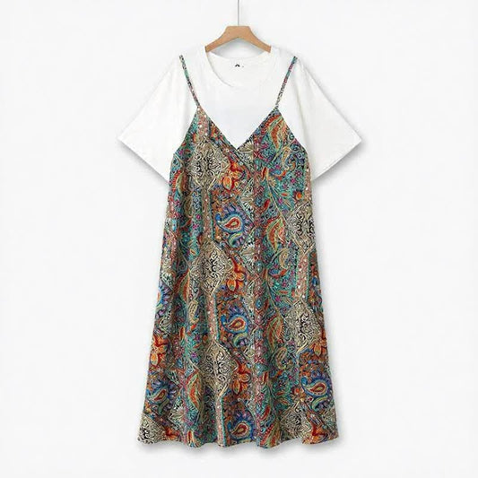 Boho Layered Midi Dress - Brown - 6XL - image 0