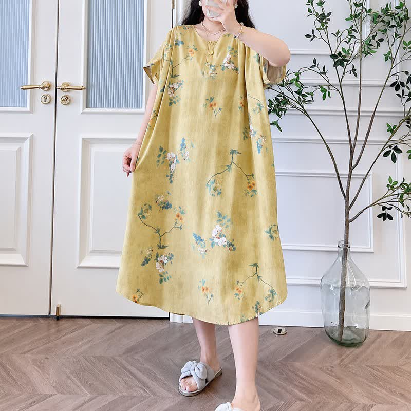 Vintage Floral Button-Front Midi Dress - image 5