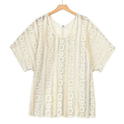 Lace Cover Up Cami and Midi Skirt Three Piece Set - Blouse - 6XL - image 3