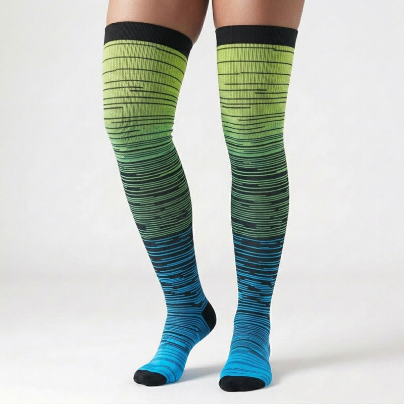 Gradient Thigh High Compression Socks(3 Pairs) - image 1