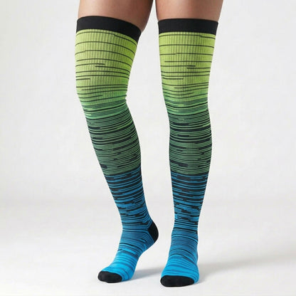 Gradient Thigh High Compression Socks(3 Pairs) - image 1