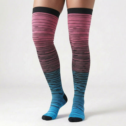 Gradient Thigh High Compression Socks(3 Pairs) - image 3