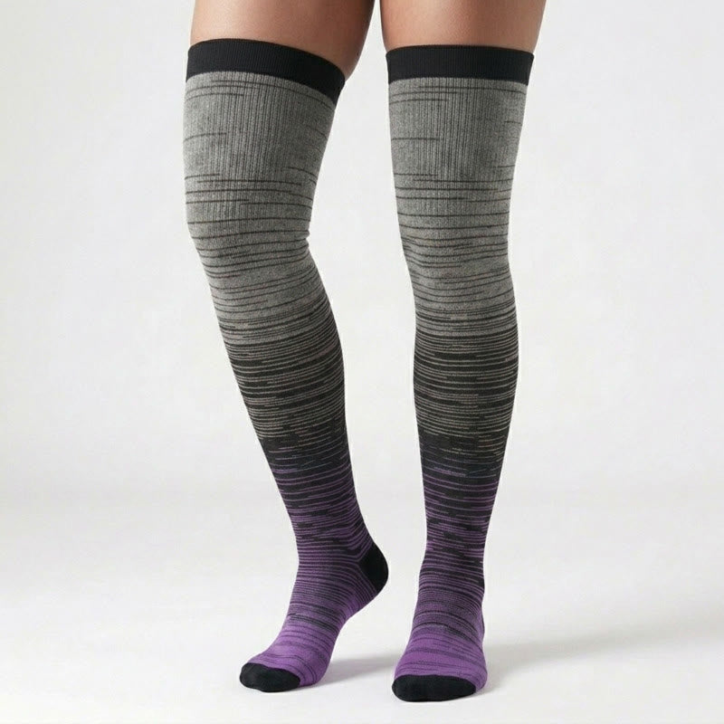 Gradient Thigh High Compression Socks(3 Pairs) - image 2