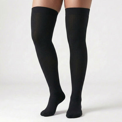 Classic Black Thigh High Compression Socks(3 Pairs) - image 1