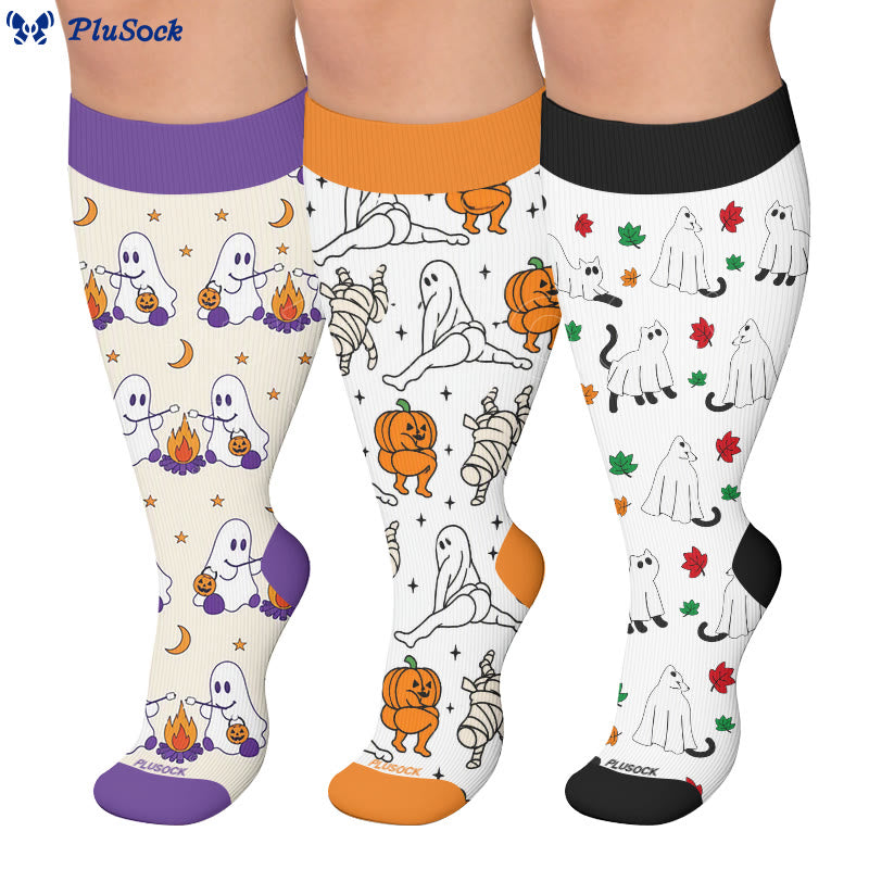 Plus Size Campfire Ghosts Compression Socks - image 0