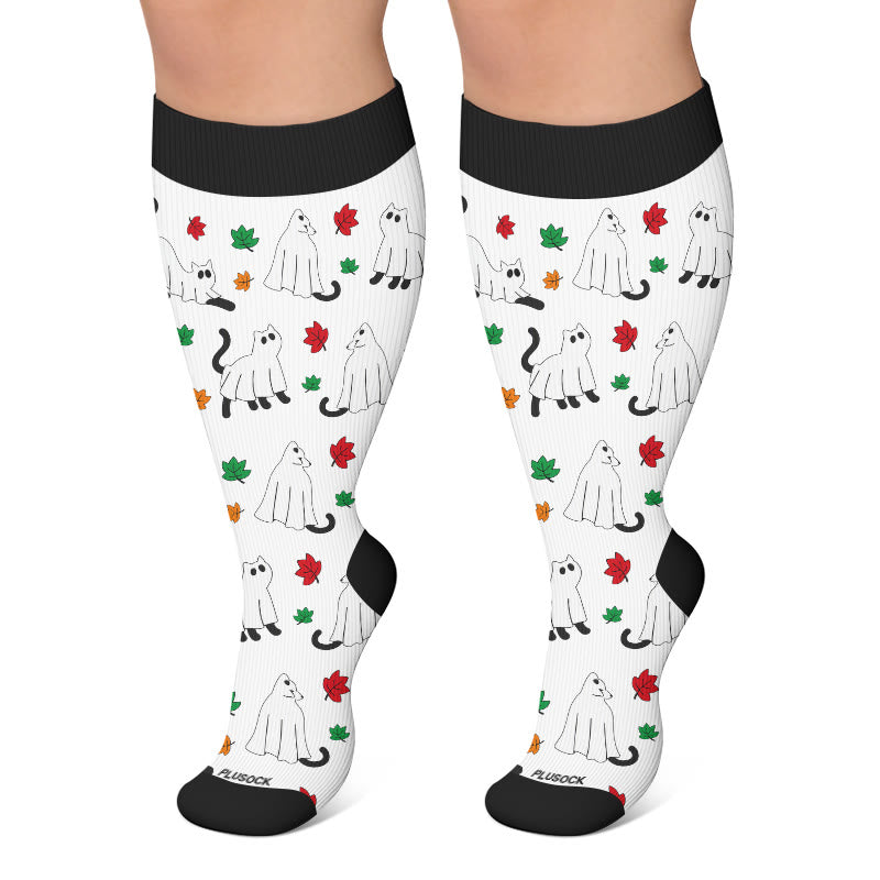 Plus Size Campfire Ghosts Compression Socks - Green - 4XL - image 4
