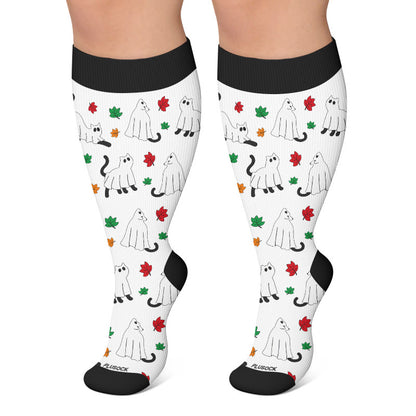 Plus Size Campfire Ghosts Compression Socks - Green - 4XL - image 4