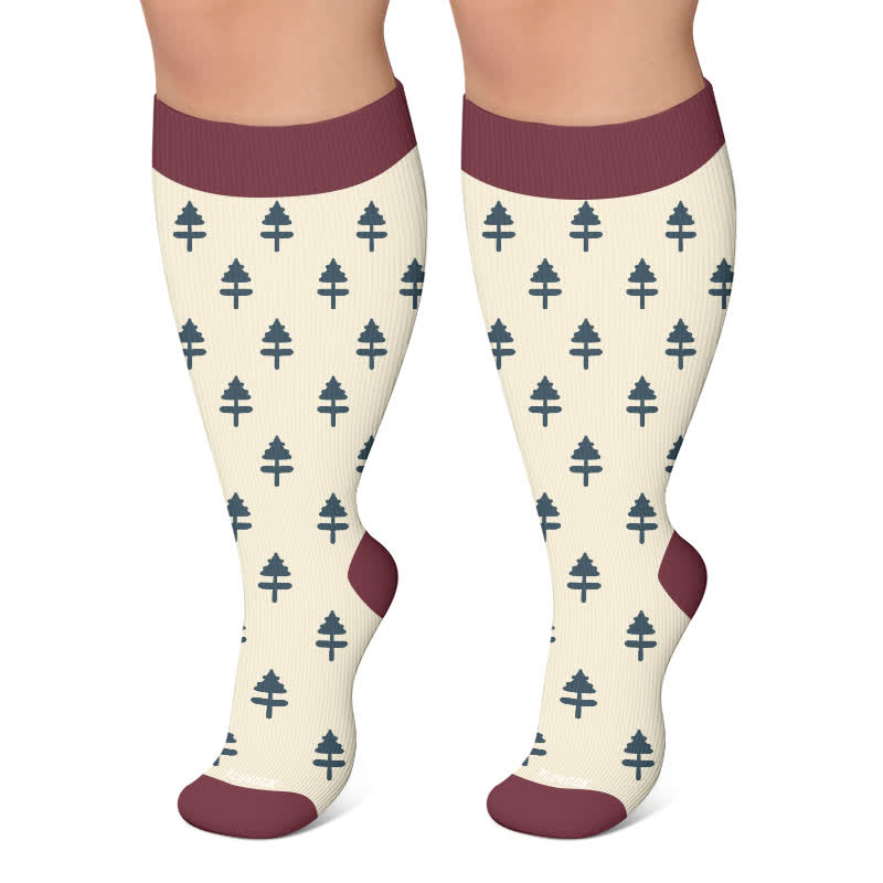 Plus Size Pink Stripe Compression Socks - Beige - 4XL - image 5