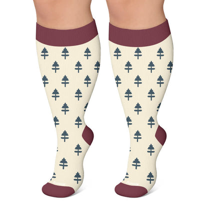 Plus Size Pink Stripe Compression Socks - Beige - 4XL - image 5