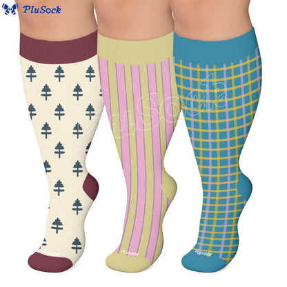 Plus Size Pink Stripe Compression Socks - image 0