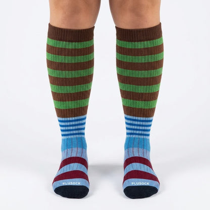 Plus Size Colorblock Stripe Compression Socks(4 Pairs) - image 1