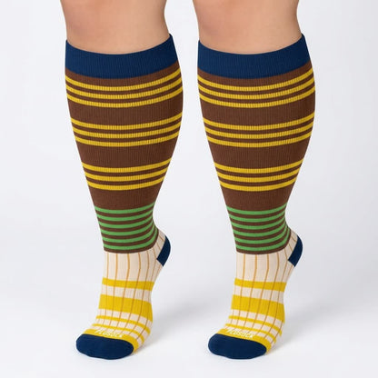 Plus Size Colorblock Stripe Compression Socks(4 Pairs) - image 5