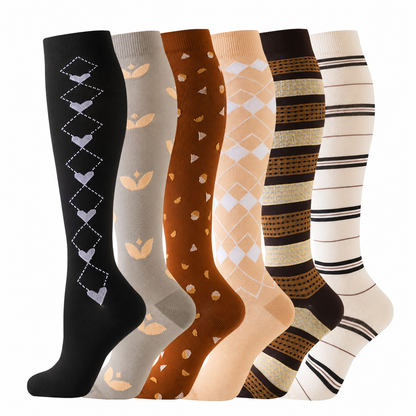 Cocoa Hearts Compression Socks(6 Pairs) - image 1