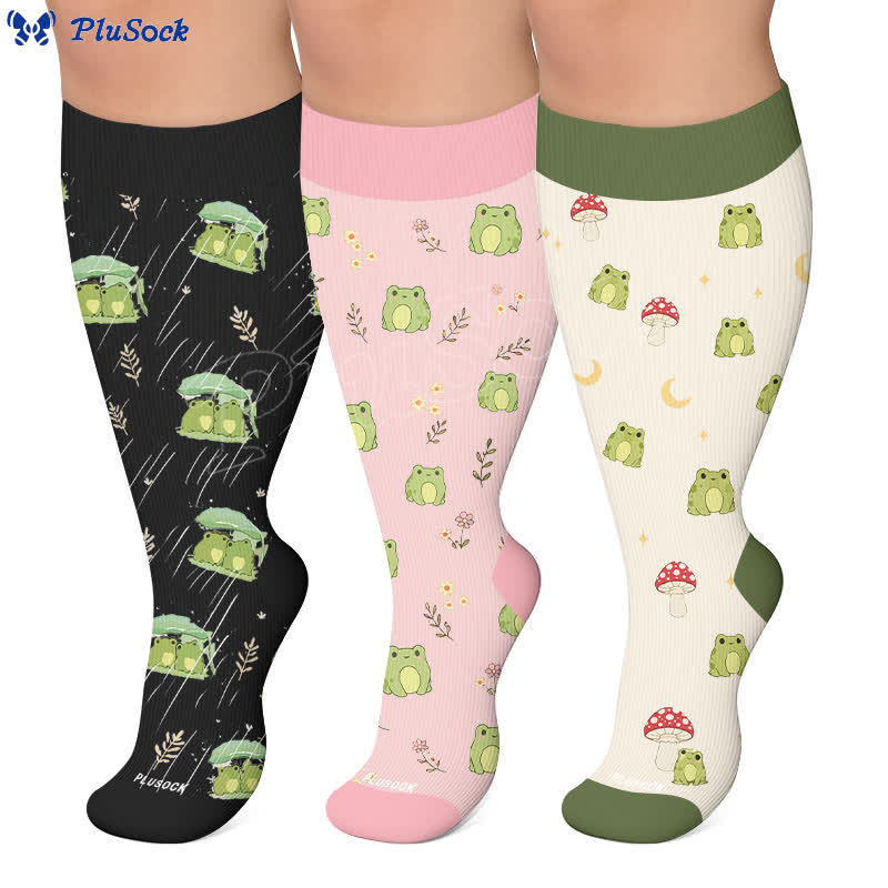 Plus Size Mushroom Frog Compression Socks - image 0