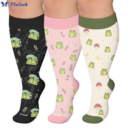 Plus Size Mushroom Frog Compression Socks - image 0