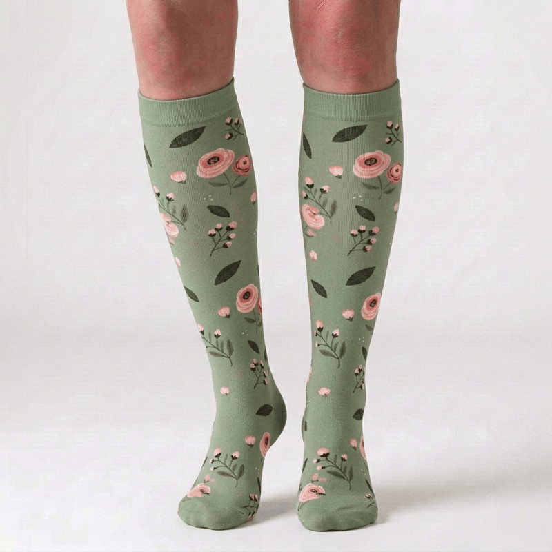 Rose Daisy Print Knee High Compression Socks(6 Pairs) - image 3