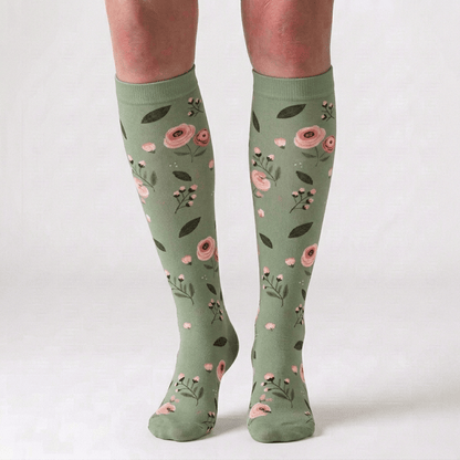 Rose Daisy Print Knee High Compression Socks(6 Pairs) - image 3