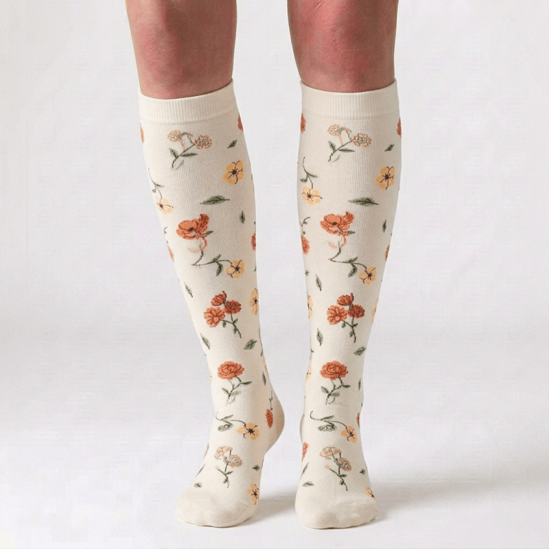 Rose Daisy Print Knee High Compression Socks(6 Pairs) - image 2
