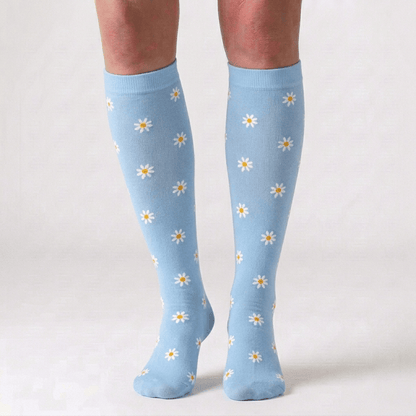 Rose Daisy Print Knee High Compression Socks(6 Pairs) - image 1