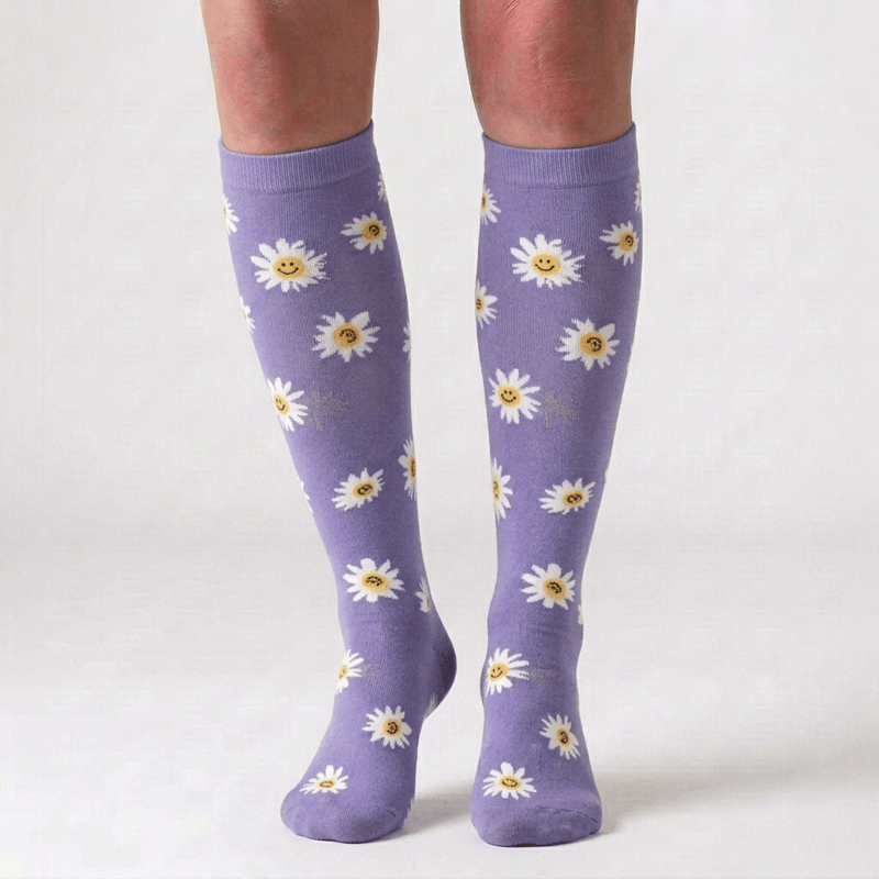Rose Daisy Print Knee High Compression Socks(6 Pairs) - image 5