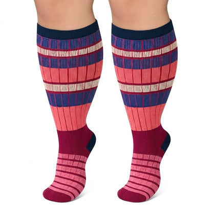 Plus Size Colorblock Stripe Compression Socks - image 2