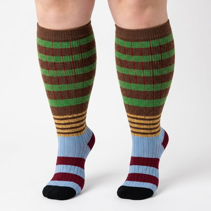 Plus Size Colorblock Stripe Compression Socks - image 3