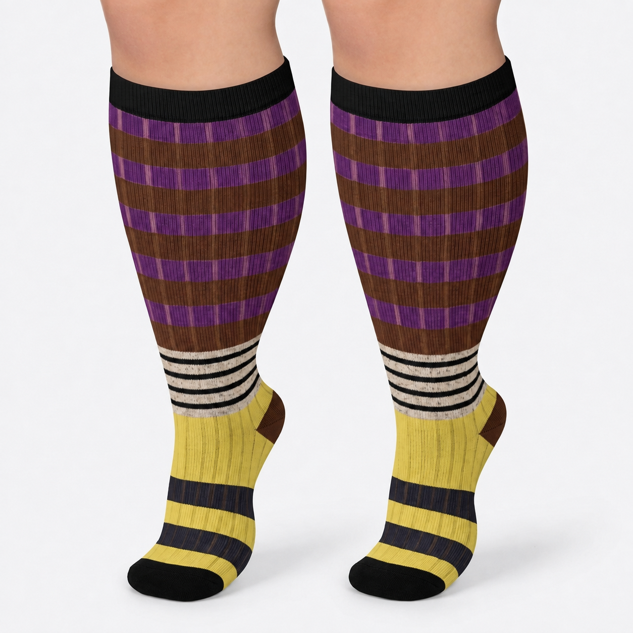 Plus Size Colorblock Stripe Compression Socks - image 5
