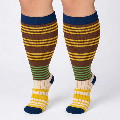 Plus Size Colorblock Stripe Compression Socks - image 4