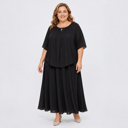 Plus Size Solid Loose Cotton Linen Top Skirt With Pockets Set - image 2