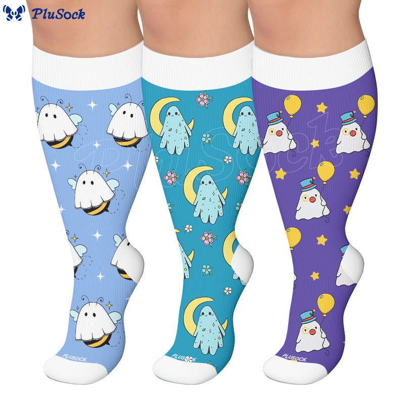 Plus Size Ghost Moon Compression Socks - image 0