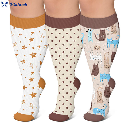 Plus Size Starry Cat Compression Socks - image 0