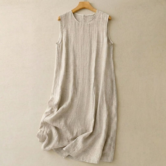 Cotton Linen Relaxed Maxi Dress - Apricot - 2XL - image 0