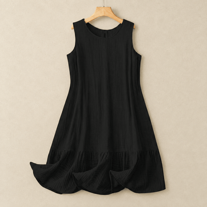 Sleeveless A-Line Midi Dress - Black - 4XL - image 1