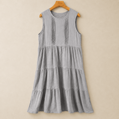 Cotton Tiered Sleeveless Midi Dress - Grey - XL - image 2