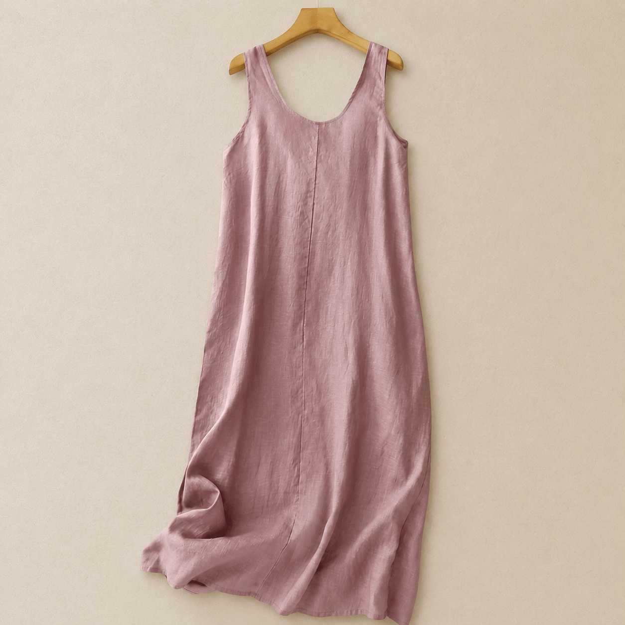 Relaxed Sleeveless Cotton Midi Dress - Pink - 2XL - image 0
