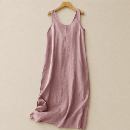 Relaxed Sleeveless Cotton Midi Dress - Pink - 2XL - image 0