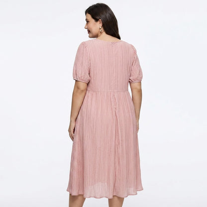 Plus Size Pink Textured Empire Midaxi Dress - image 2