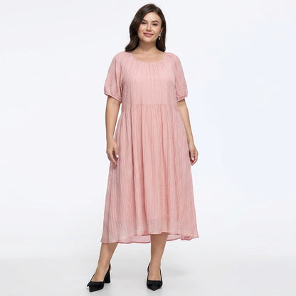 Plus Size Pink Textured Empire Midaxi Dress - image 1