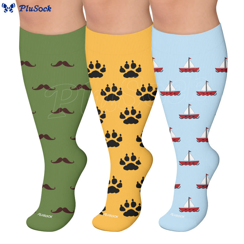 Plus Size Paw Print Compression Socks - image 0