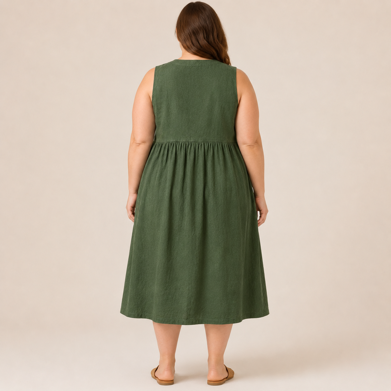 Textured Button Front Midi Dress - image 5