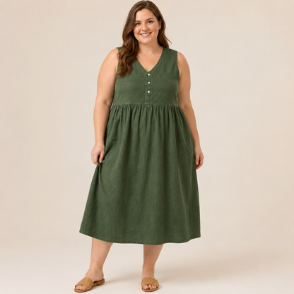 Textured Button Front Midi Dress - image 4