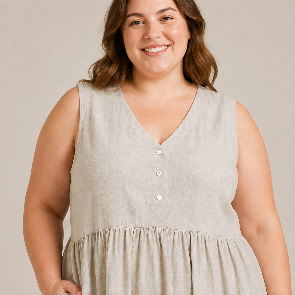 Textured Button Front Midi Dress - image 3