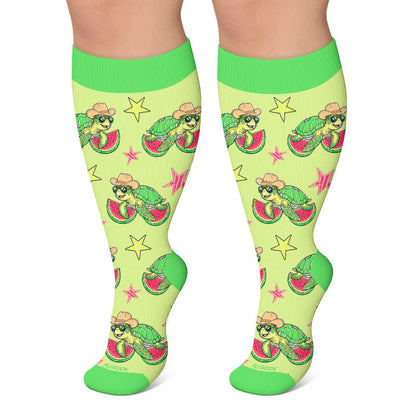 Plus Size Playful Frog Compression Socks - Light Green - 4XL - image 6