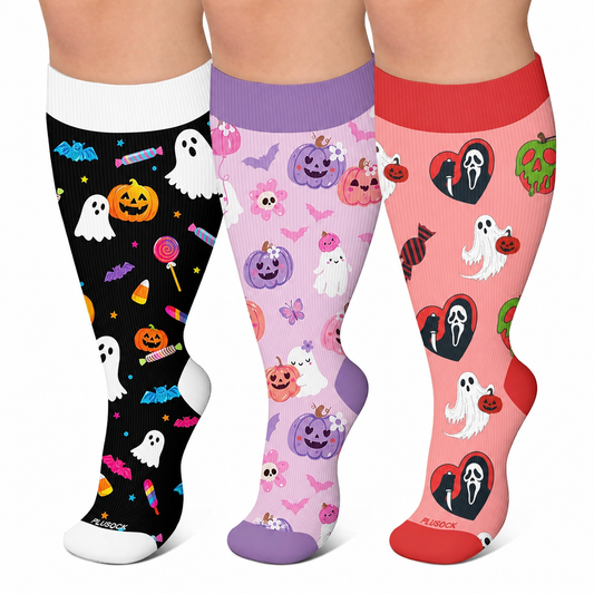 Plus Size Lavender Bear Compression Socks - image 0