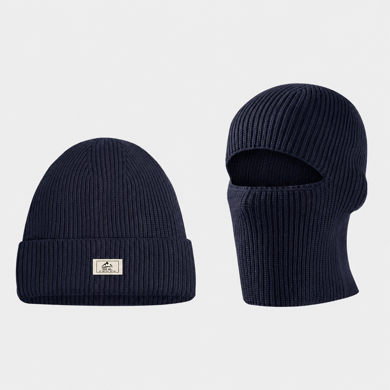 Ribbed Thermal Winter Dual Style Beanie - Navy Blue - One Size - image 1
