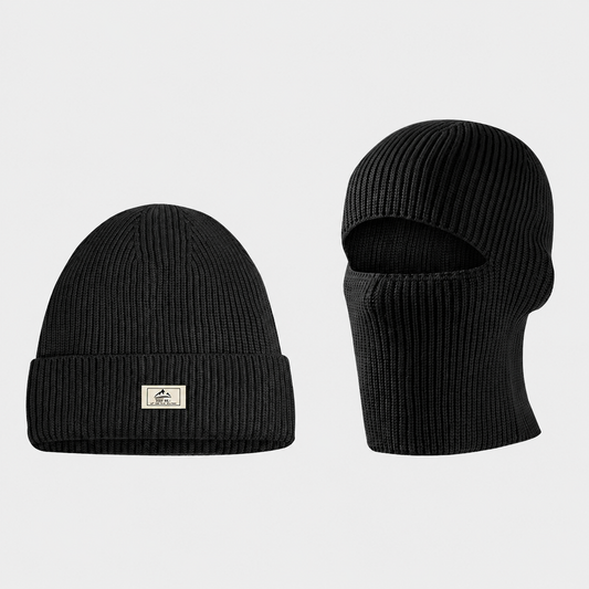 Ribbed Thermal Winter Dual Style Beanie - Black - One Size - image 0