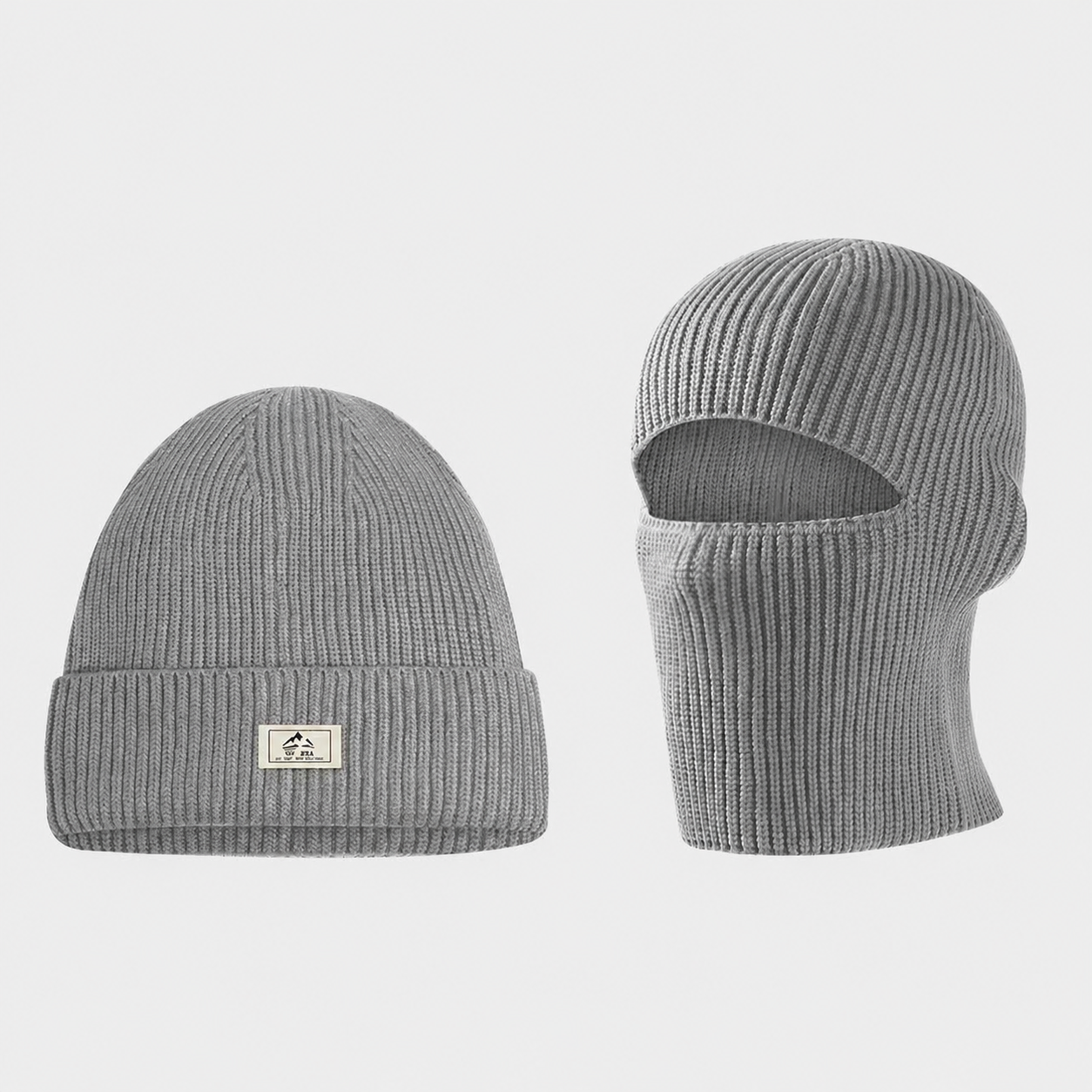 Ribbed Thermal Winter Dual Style Beanie - Grey - One Size - image 2