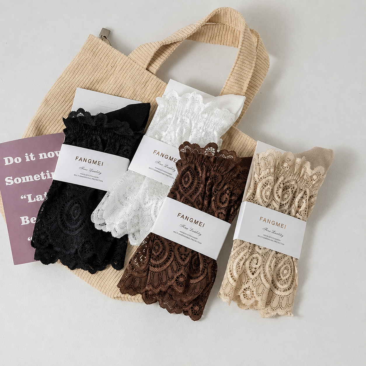 Elegant Floral Lace Cuff Quarter Socks(4 Pairs) - Multicolor - EU36-40(US3-7) - image 7