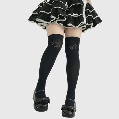 Rhinestone Wing Thigh High Stockings(2 Pairs) - Wings - Classic - One Size - image 6