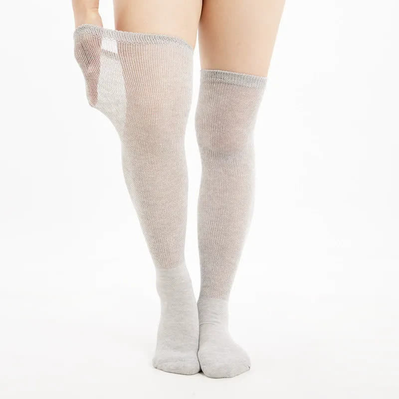 Non-Binding Diabetic Thigh High Socks - Grey - EU37-42(US4-8.5) - image 2